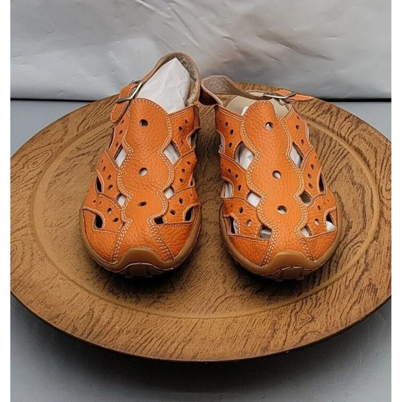 Bernie Mev Women's Orange Sandal Size 37EU / 6.5 US Slip-On Flats - Picture 3 of 14